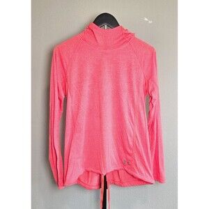 Under Armour HeatGear Hoodie Womens M Pink Loose Fit Running Athletic Top